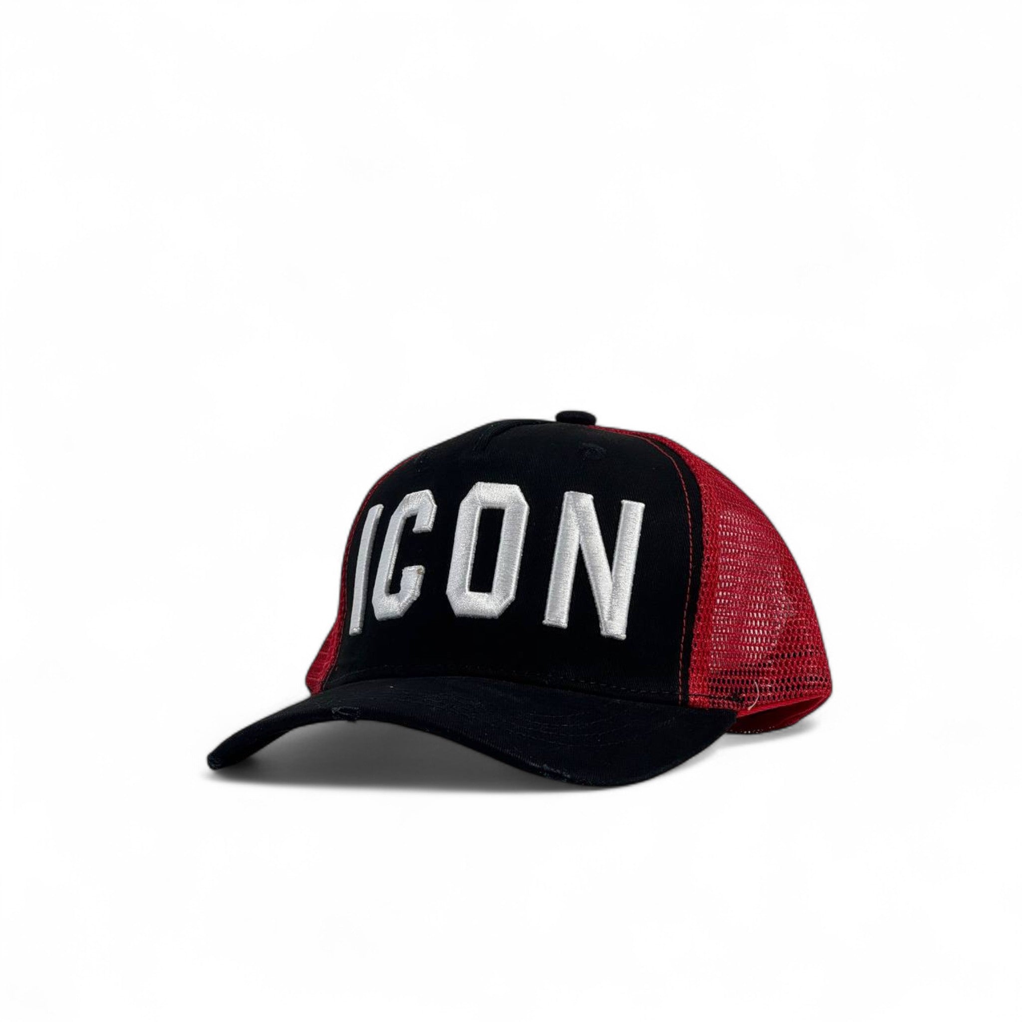 🧢 ICON Black & Red Mesh Cap – Bold Urban Vibes