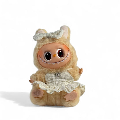 🧸 Labubu Chanel-Inspired Doll – Cream Bow & Dress Edition