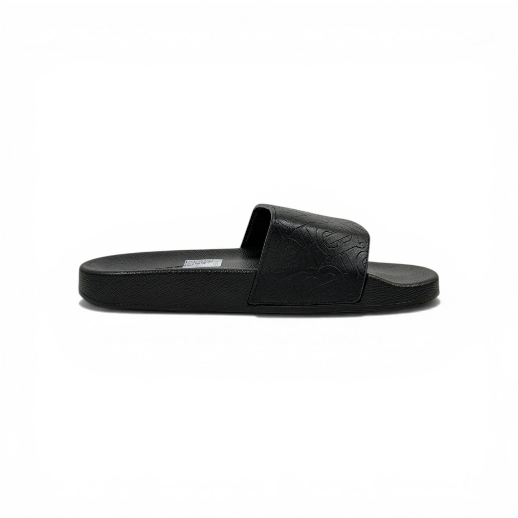 BURBERRY Luxury Black Slide Sandals – Embossed Monogram Comfort & Premium Streetwear 👟✨