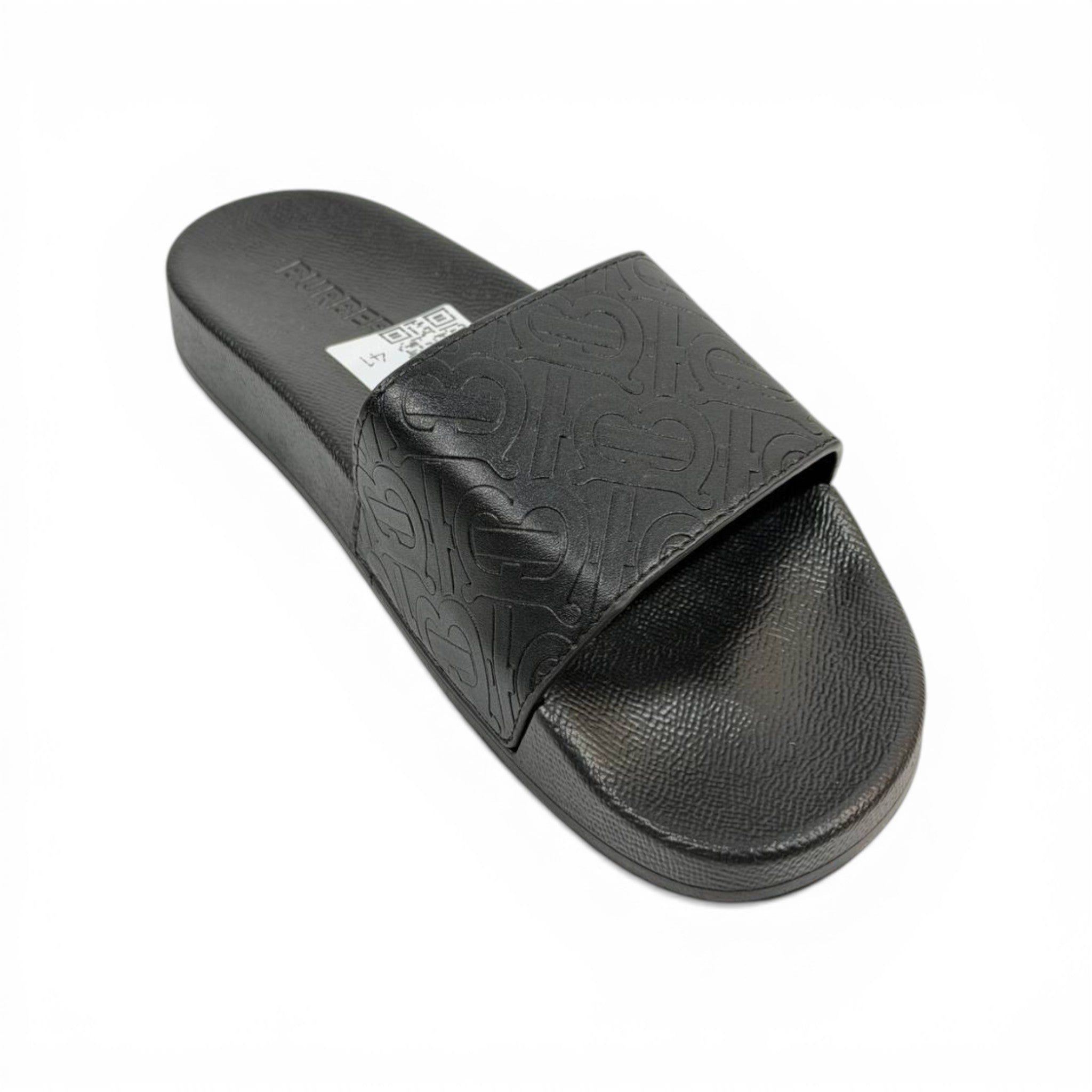 BURBERRY Luxury Black Slide Sandals – Embossed Monogram Comfort & Premium Streetwear 👟✨