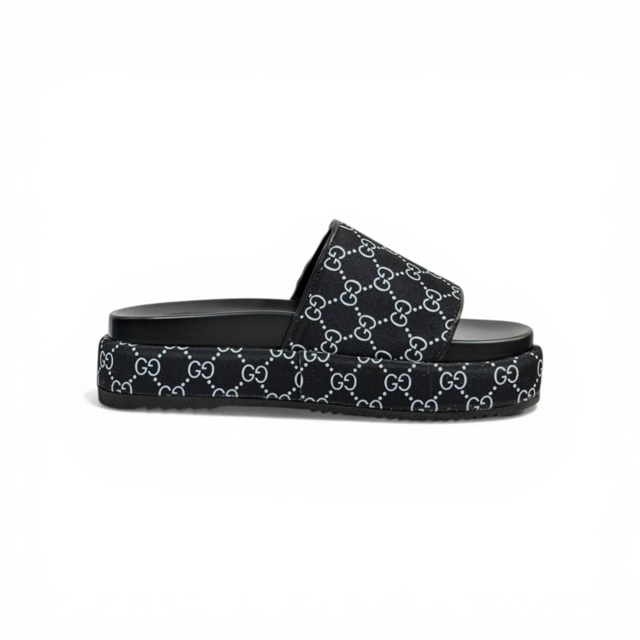 GUCCI Luxury Black Platform Slide Sandals – GG Monogram Statement & Premium Streetwear 👟✨