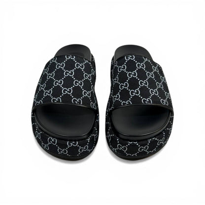 GUCCI Luxury Black Platform Slide Sandals – GG Monogram Statement & Premium Streetwear 👟✨
