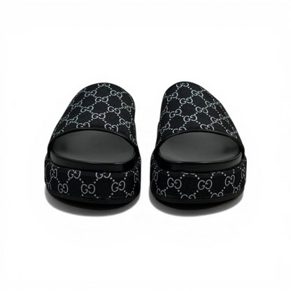 GUCCI Luxury Black Platform Slide Sandals – GG Monogram Statement & Premium Streetwear 👟✨