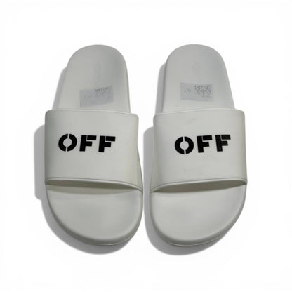 OFF-WHITE Luxury White Slide Sandals – Minimal Logo Design & Everyday Premium Comfort 👟✨