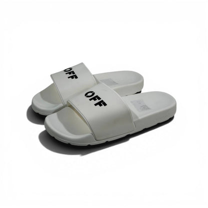 OFF-WHITE Luxury White Slide Sandals – Minimal Logo Design & Everyday Premium Comfort 👟✨