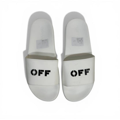 OFF-WHITE Luxury White Slide Sandals – Minimal Logo Design & Everyday Premium Comfort 👟✨