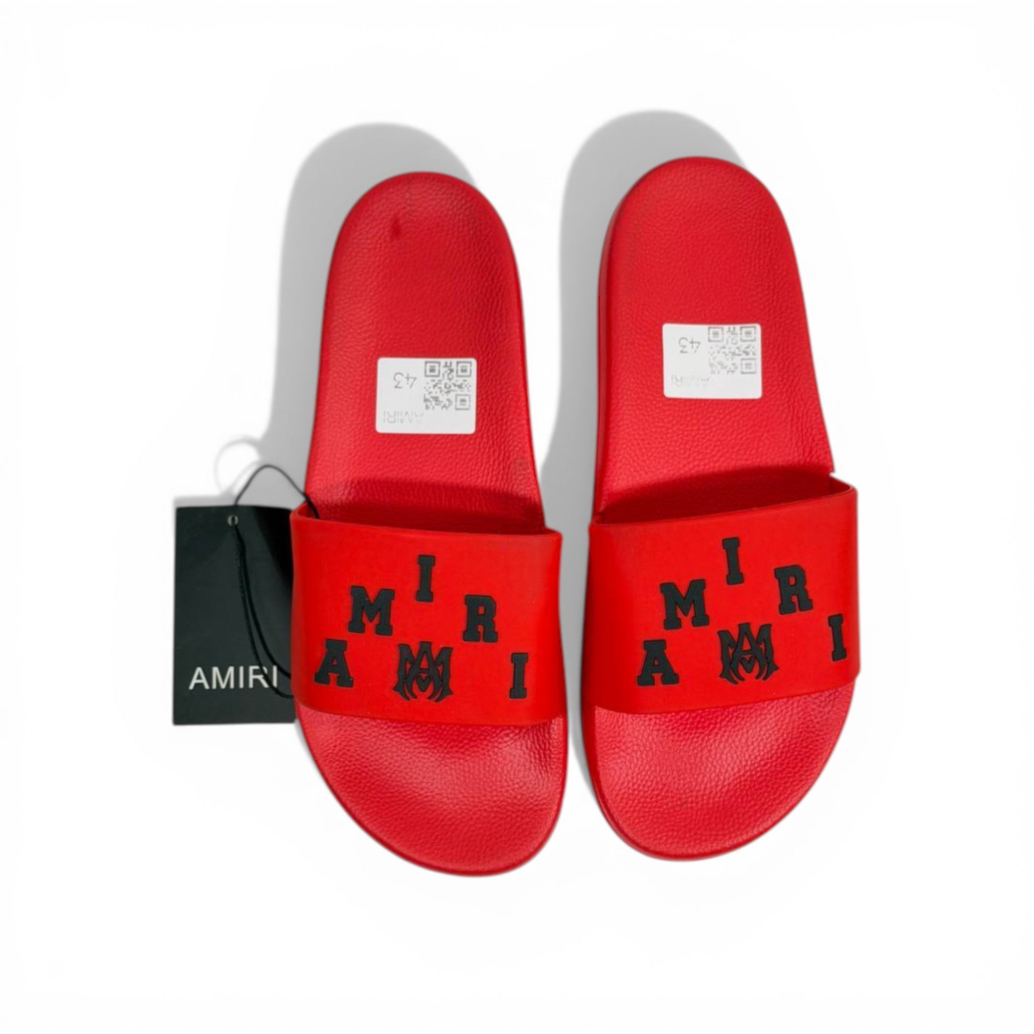 AMIRI Luxury Red Slide Sandals – Bold Logo Design & Statement Streetwear 👟🔥