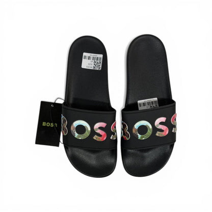 BOSS Luxury Black Slide Sandals – Statement Logo Design & Premium Everyday Comfort 👟✨