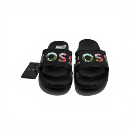 BOSS Luxury Black Slide Sandals – Statement Logo Design & Premium Everyday Comfort 👟✨