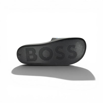 BOSS Luxury Black Slide Sandals – Statement Logo Design & Premium Everyday Comfort 👟✨