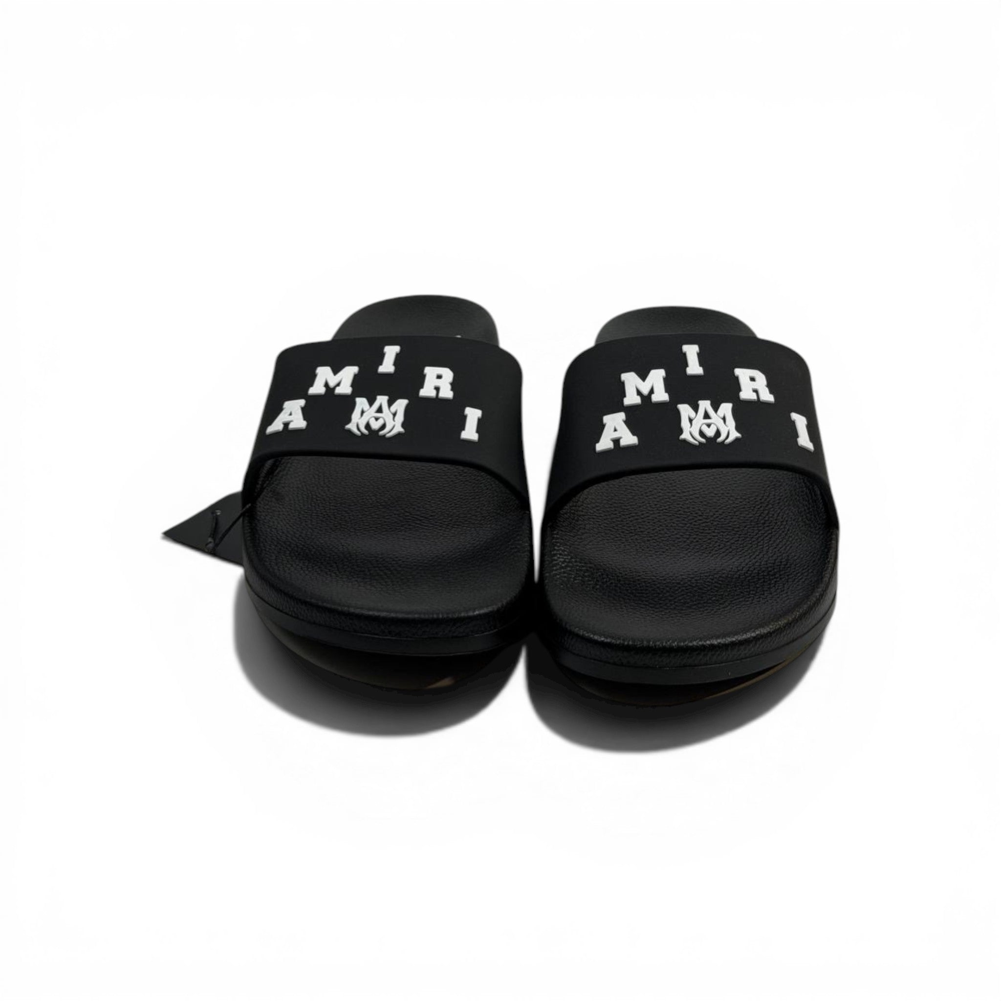 AMIRI Luxury Black Slide Sandals – Bold White Logo Design & Premium Streetwear 👟✨