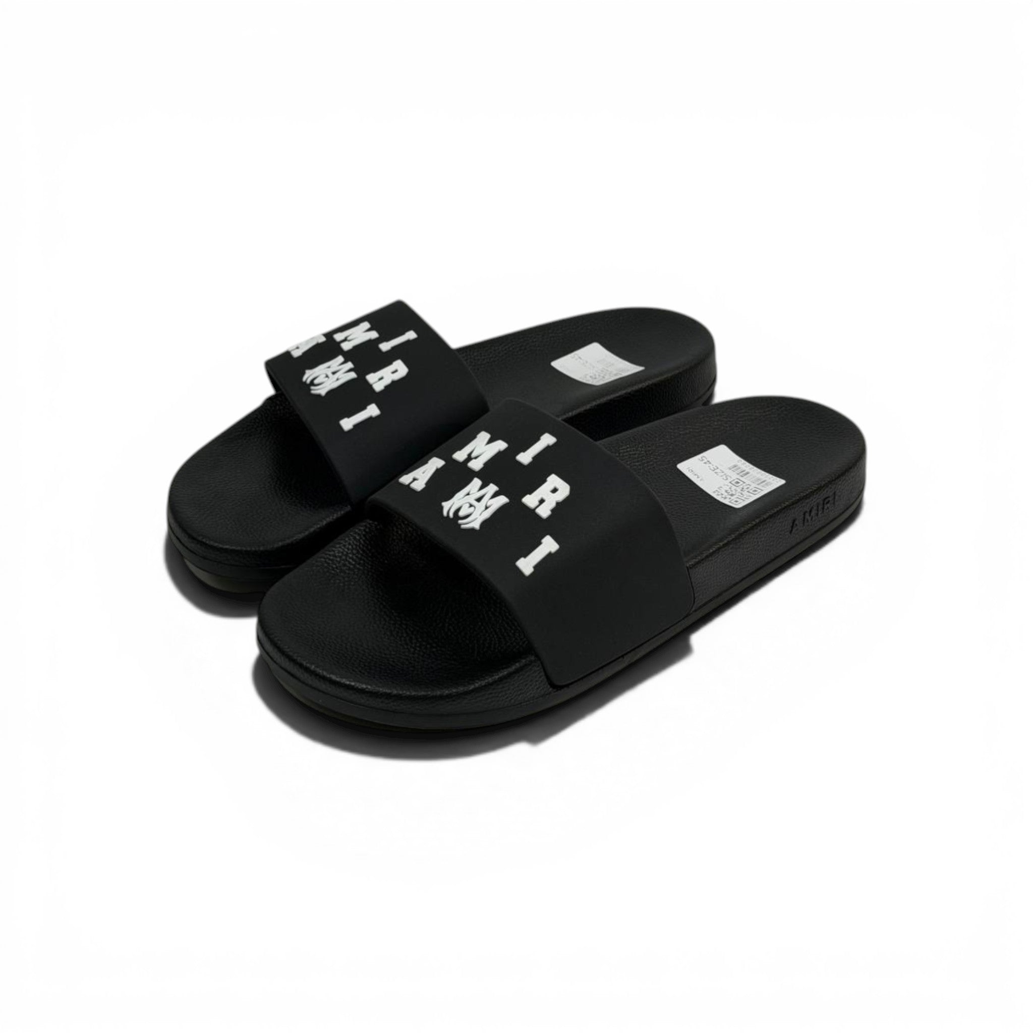 AMIRI Luxury Black Slide Sandals – Bold White Logo Design & Premium Streetwear 👟✨