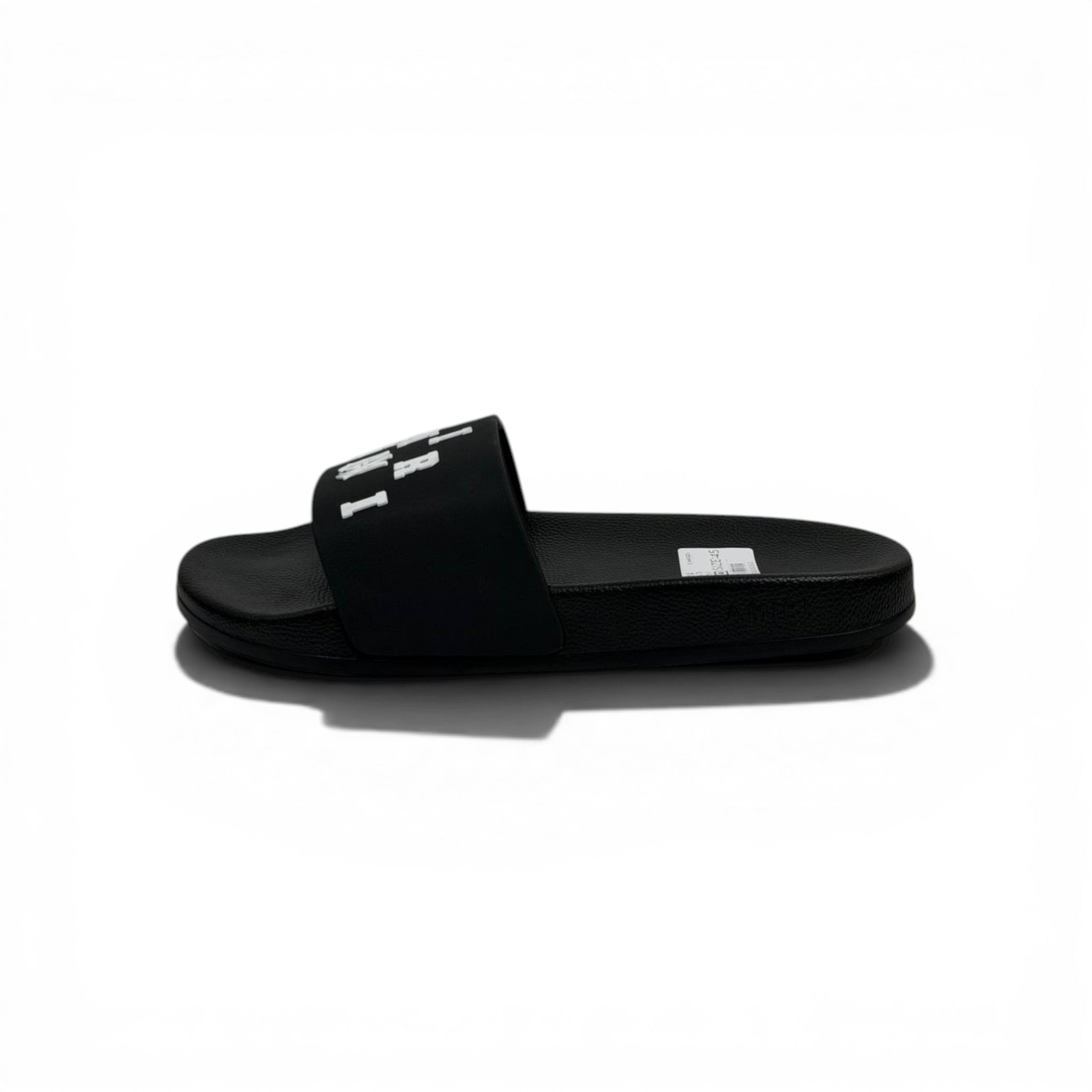 AMIRI Luxury Black Slide Sandals – Bold White Logo Design & Premium Streetwear 👟✨