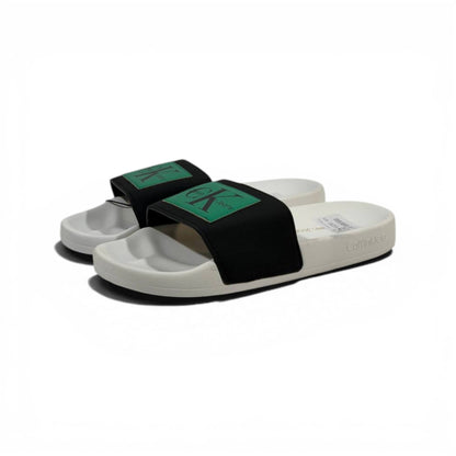 CALVIN KLEIN Luxury Black & White Slide Sandals – CK Logo Design & Everyday Comfort 👟✨