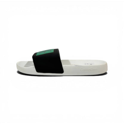 CALVIN KLEIN Luxury Black & White Slide Sandals – CK Logo Design & Everyday Comfort 👟✨