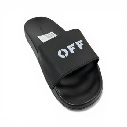 OFF-WHITE Luxury Black Slide Sandals – Minimal OFF Logo Design & Everyday Comfort 👟✨