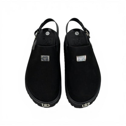 DOLCE & GABBANA Luxury Black Slingback Clogs – DG Logo Statement & Premium Chunky Sole 👟✨