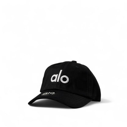 Alo Yoga Classic Black Cap 🖤🤍 | Cotton Dad Hat with White Embroidered Logo
