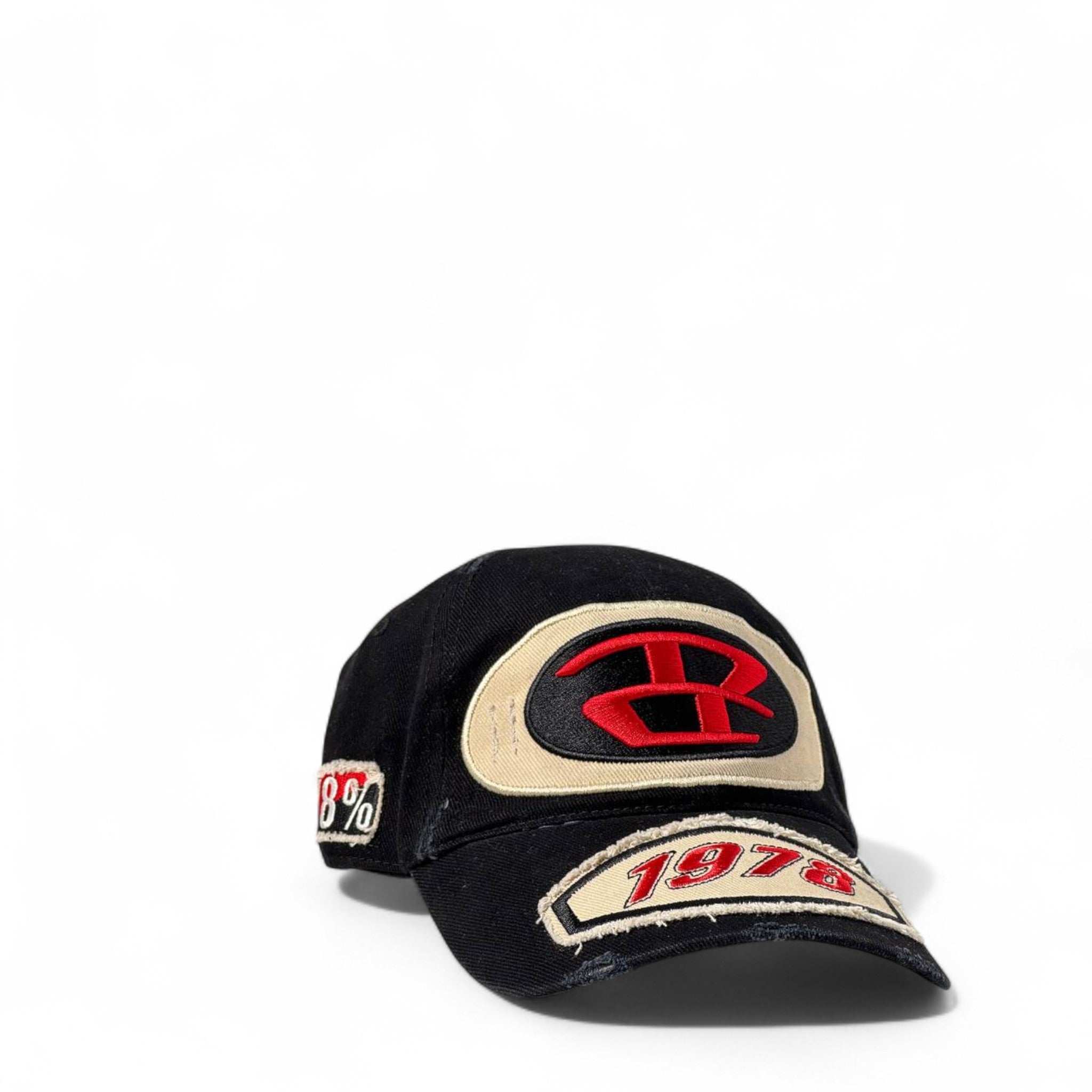 🧢 Diesel “For Successful Living” Distressed Cap – Black & Red