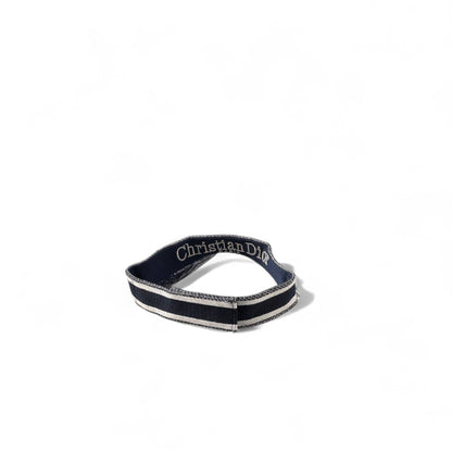 👒 Christian Dior Embroidered Toile de Jouy Visor – Navy & White