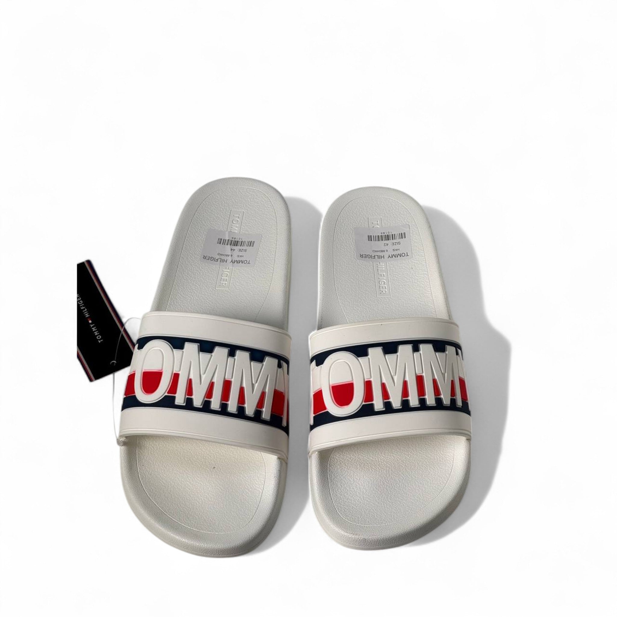 Tommy Hilfiger White Slides – Oversized "TOMMY" Strap Logo
