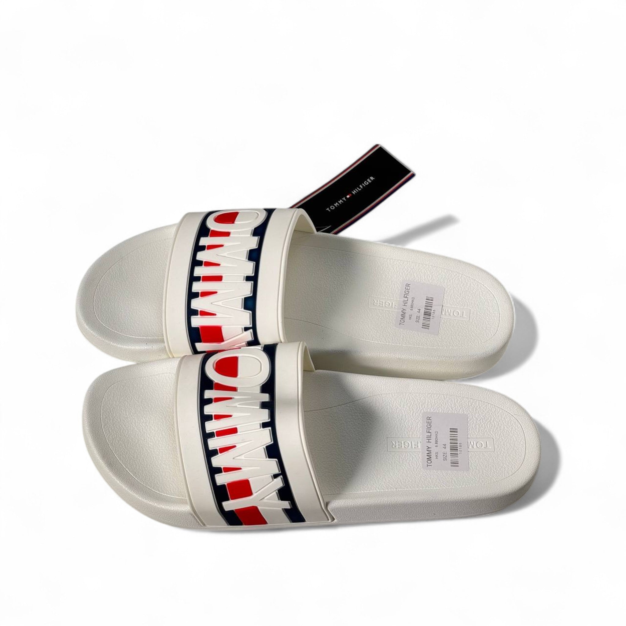 Tommy Hilfiger White Slides – Oversized "TOMMY" Strap Logo