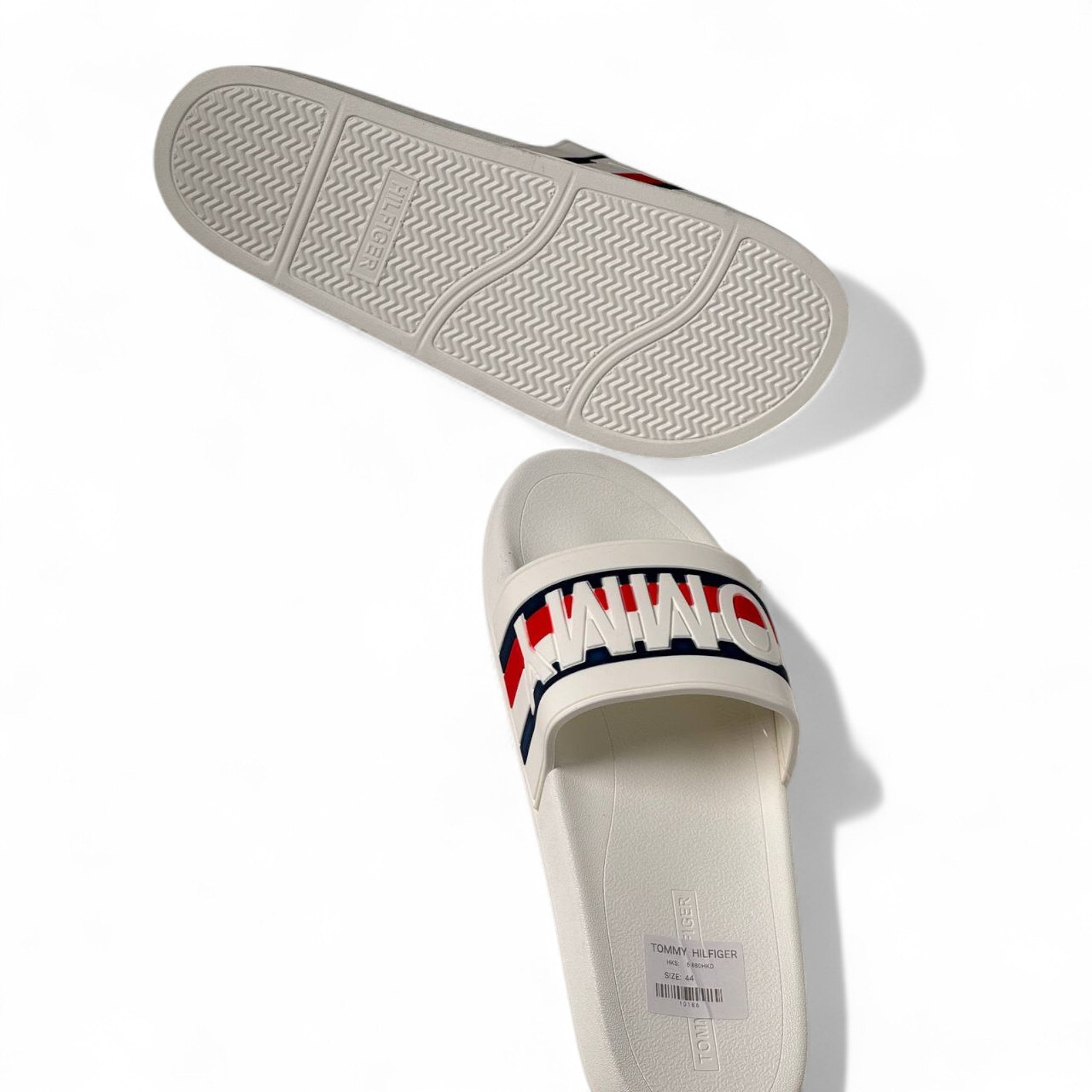 Tommy Hilfiger White Slides – Oversized "TOMMY" Strap Logo