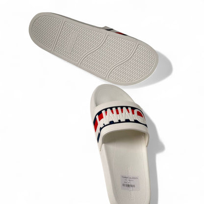 Tommy Hilfiger White Slides – Oversized "TOMMY" Strap Logo