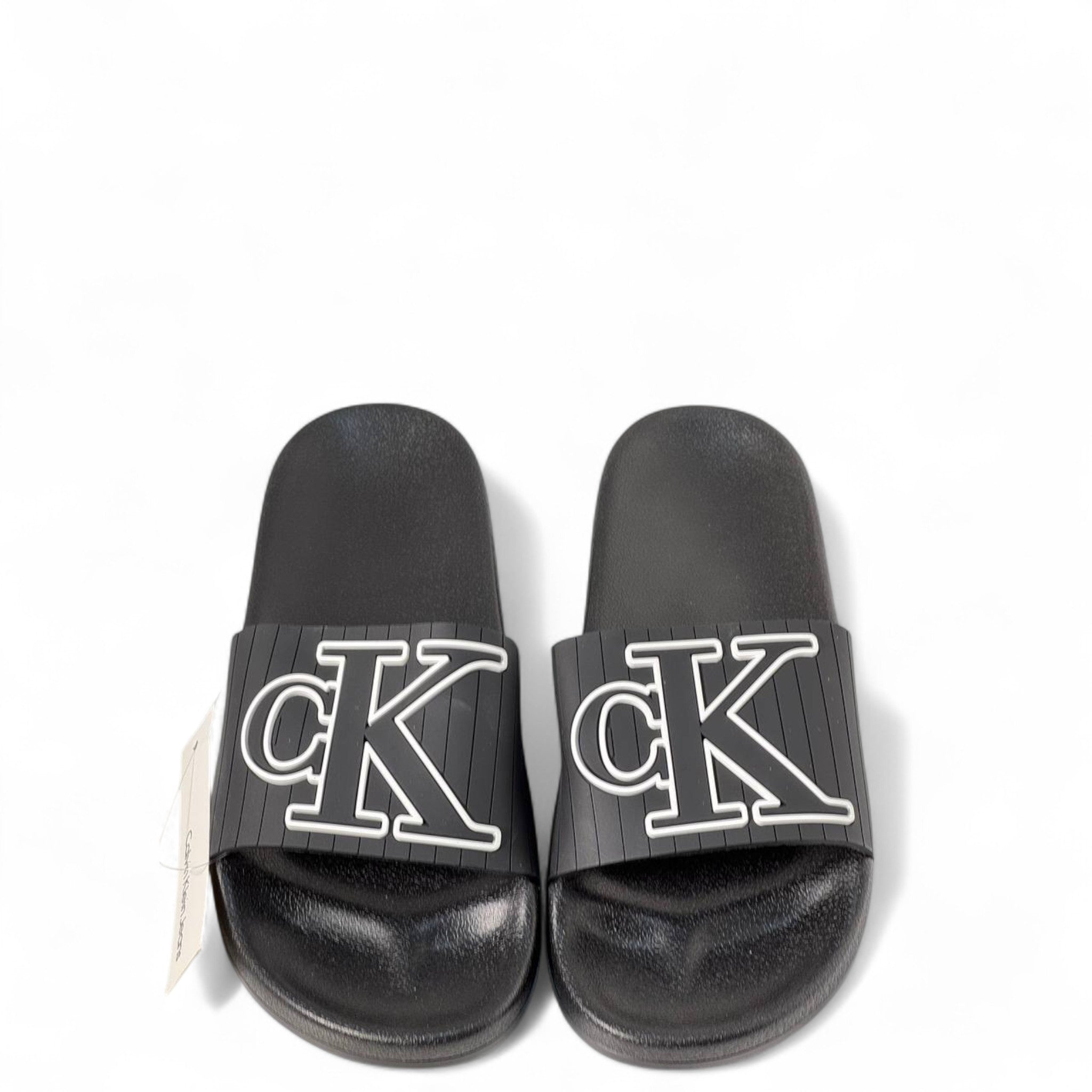 ⚫ Calvin Klein Black Slides – Bold CK Monogram Slippers