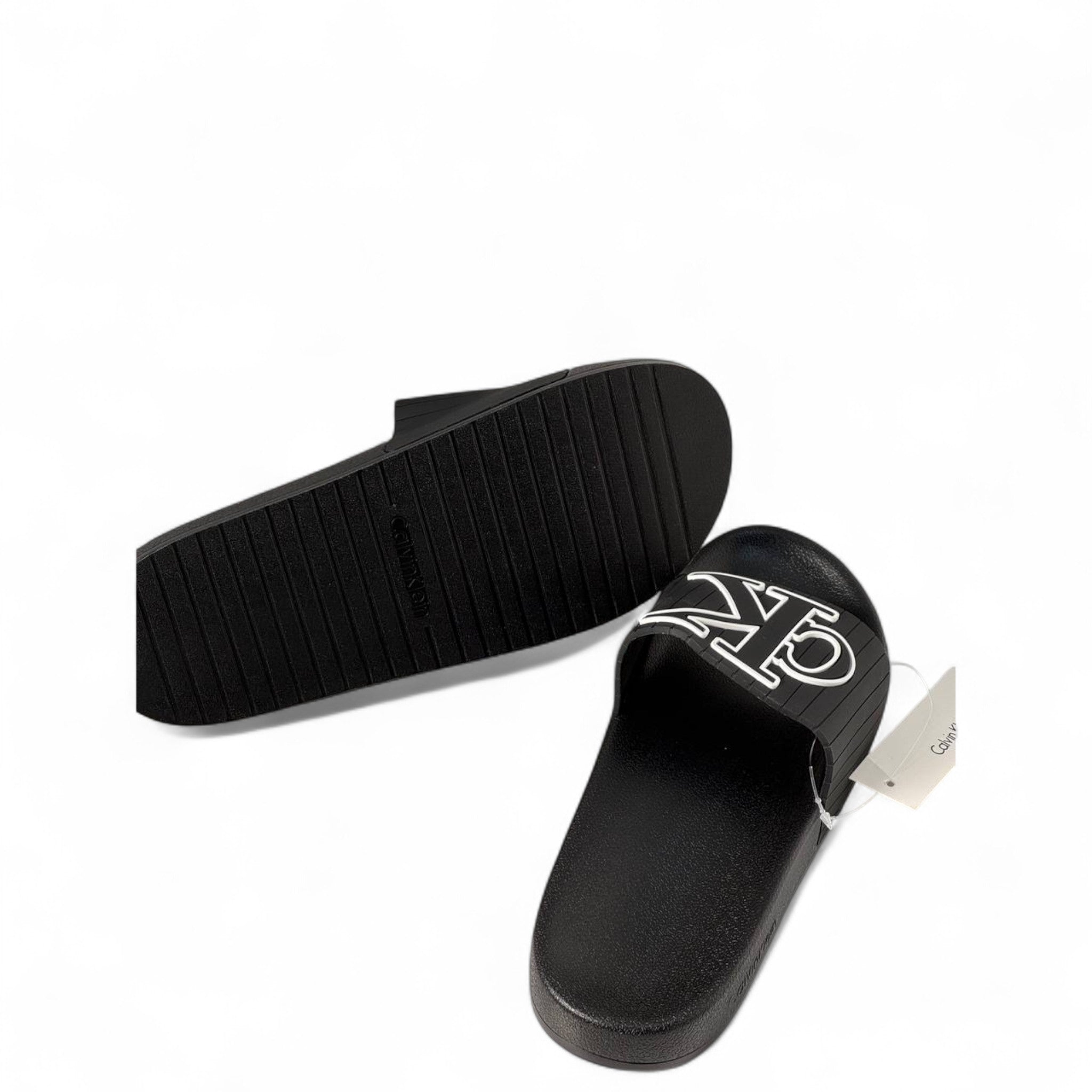 ⚫ Calvin Klein Black Slides – Bold CK Monogram Slippers
