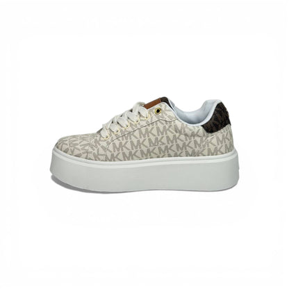🤍✨ Michael Kors Platform Logo Sneakers – Light Grey Signature Edition ✨🤍