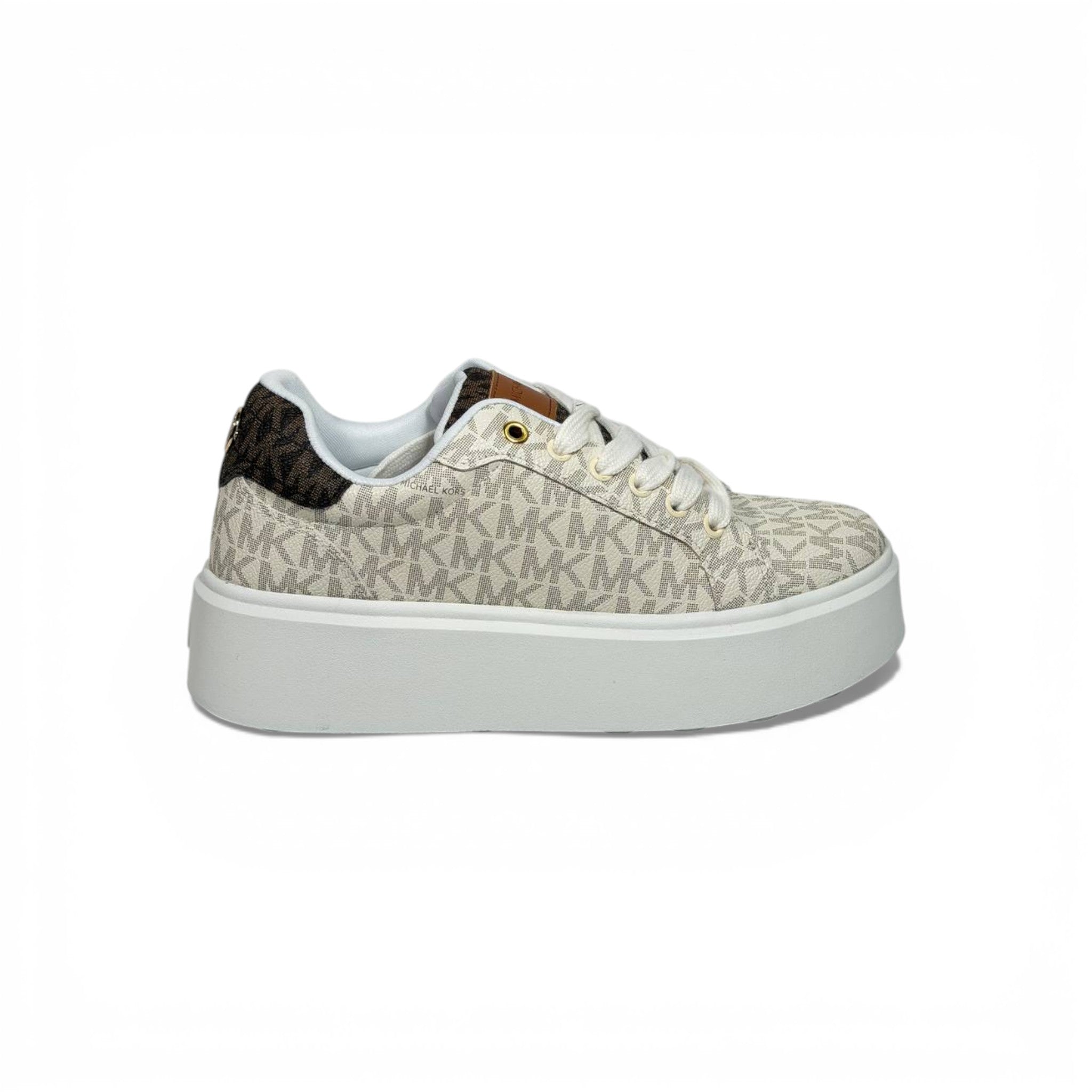 🤍✨ Michael Kors Platform Logo Sneakers – Light Grey Signature Edition ✨🤍