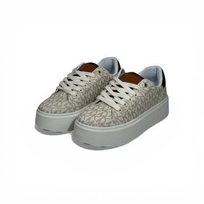 🤍✨ Michael Kors Platform Logo Sneakers – Light Grey Signature Edition ✨🤍