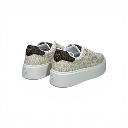 🤍✨ Michael Kors Platform Logo Sneakers – Light Grey Signature Edition ✨🤍