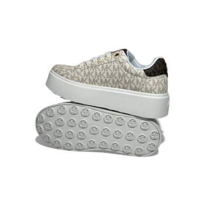 🤍✨ Michael Kors Platform Logo Sneakers – Light Grey Signature Edition ✨🤍