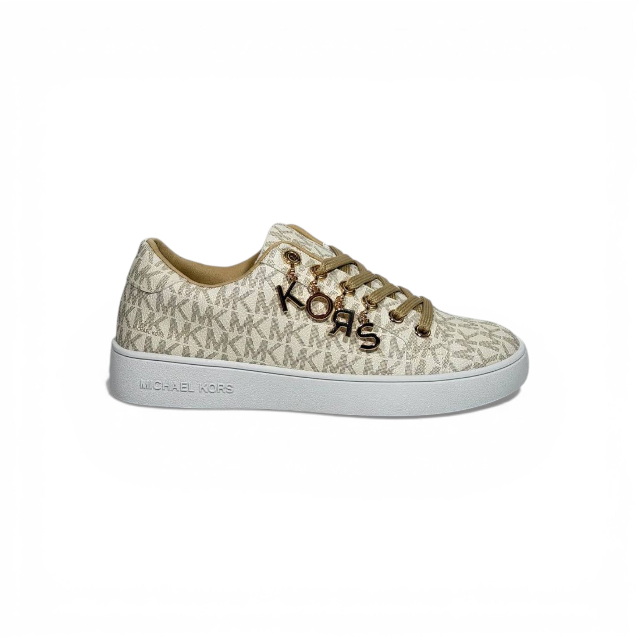🤍✨ Michael Kors Logo Low-Top Sneakers – Beige Signature Edition ✨🤍