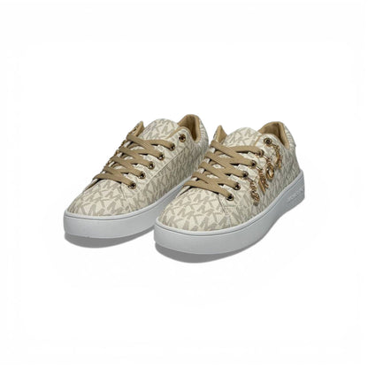 🤍✨ Michael Kors Logo Low-Top Sneakers – Beige Signature Edition ✨🤍