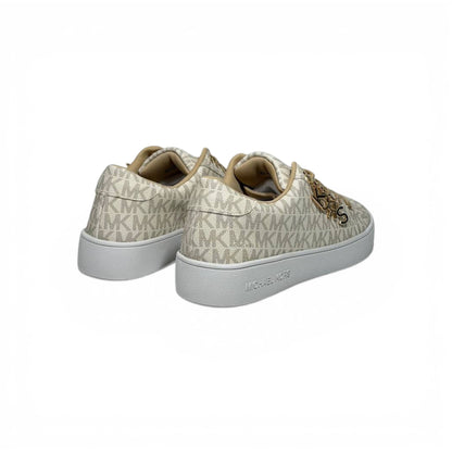 🤍✨ Michael Kors Logo Low-Top Sneakers – Beige Signature Edition ✨🤍