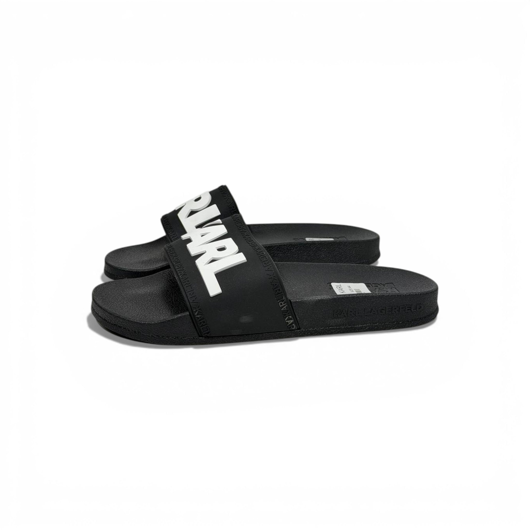 🖤🤍✨ Karl Lagerfeld Logo Slide Slippers – Black & White Statement Edition ✨🤍🖤