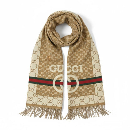 🤎 Gucci GG Logo Scarf – Beige Heritage Elegance
