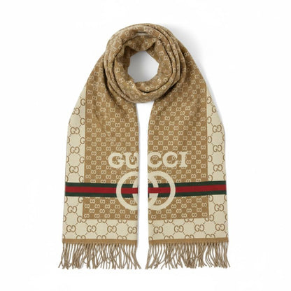 🤎 Gucci GG Logo Scarf – Beige Heritage Elegance