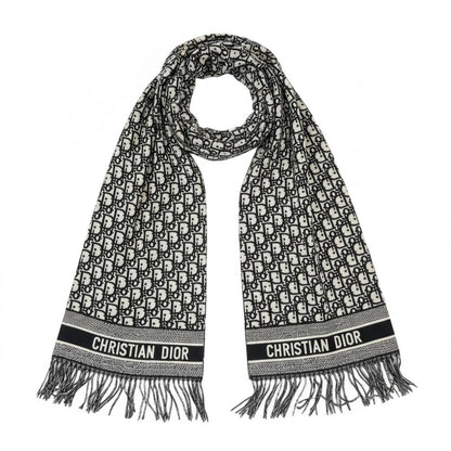 🖤 Christian Dior Oblique Scarf – Black & Ivory Luxury Statement 🖤