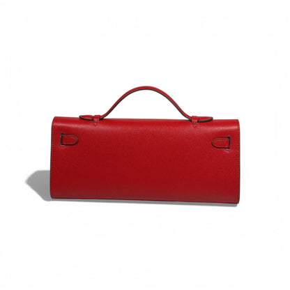 🔴 Hermès Red Leather Kelly Style Clutch
