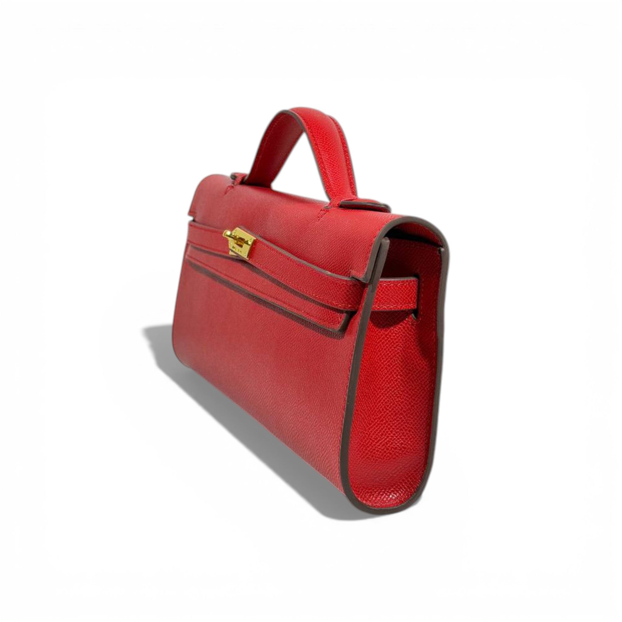 🔴 Hermès Red Leather Kelly Style Clutch