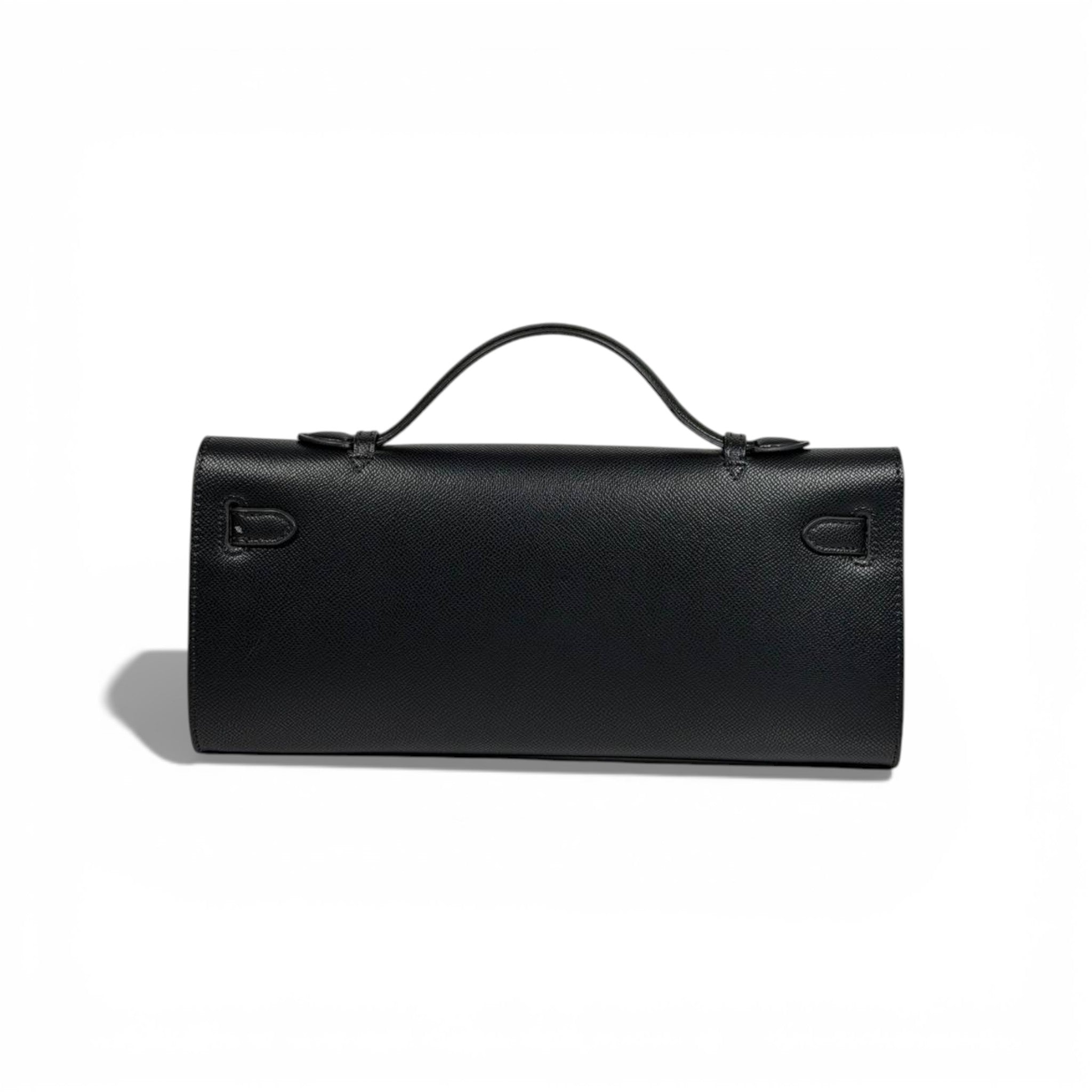 🖤 Hermès Black Leather Kelly Style Clutch
