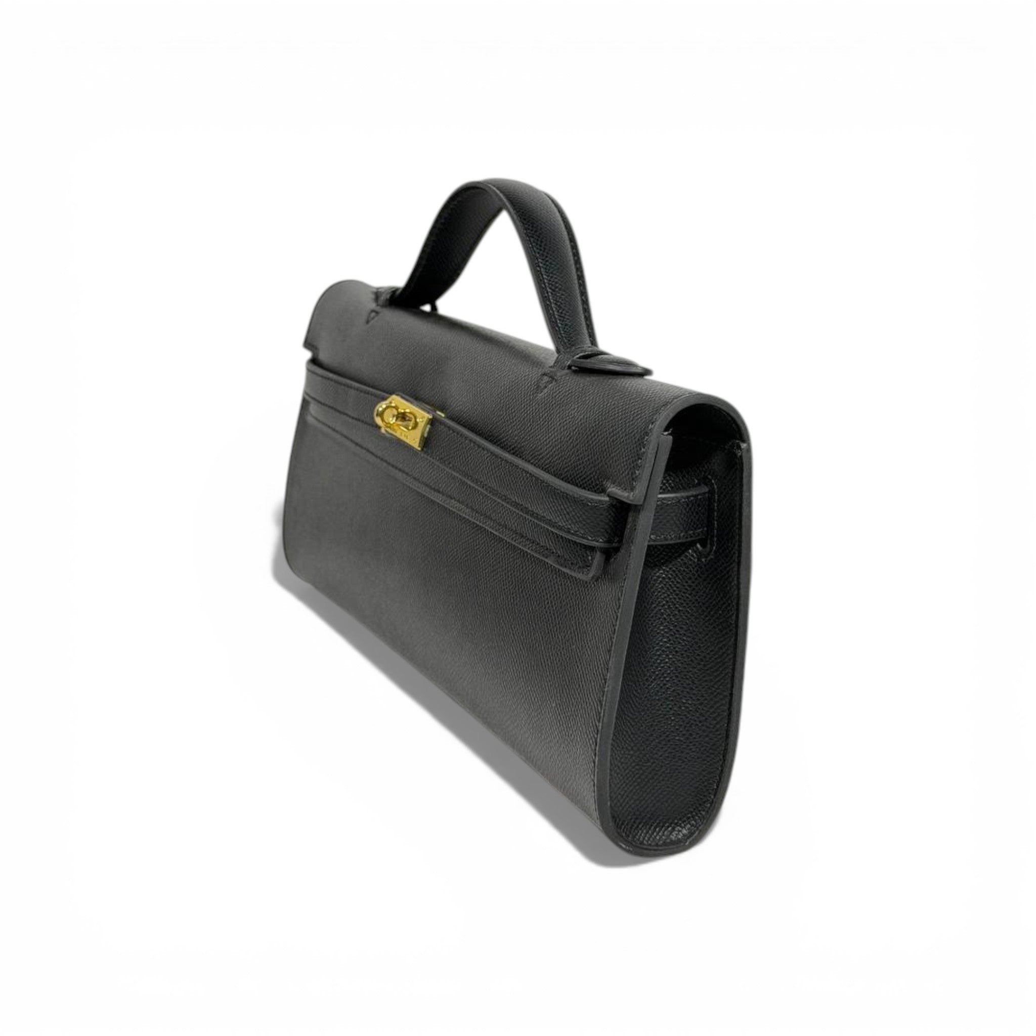 🖤 Hermès Black Leather Kelly Style Clutch