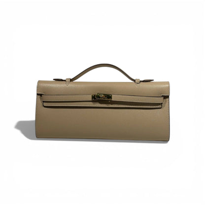 🤍 Hermès Beige Leather Kelly Style Clutch