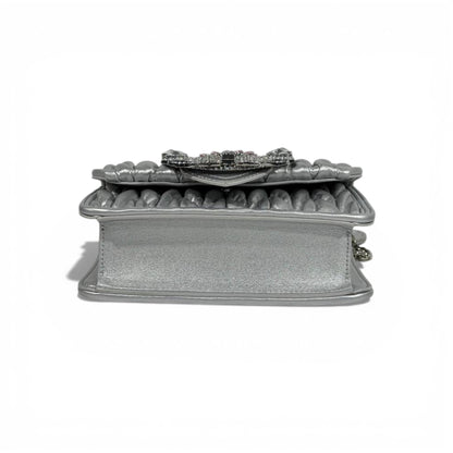 🤍✨ Miu Miu Silver Matelassé Crystal Buckle Shoulder Bag