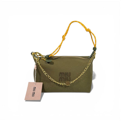 Miu Miu Logo Chain Mini Shoulder Bag – Olive Green 💚✨