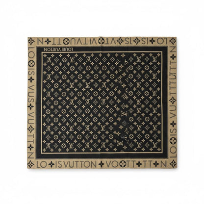 Louis Vuitton Monogram Wool Scarf – Black & Gold ✨🖤